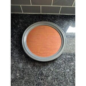 Vintage Crescent Silver Plated & Brown Woodgrain Formica Serving Tray